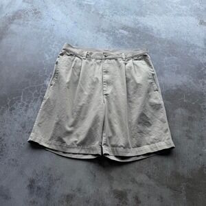 Vintage 90's Joseph Abboud khaki pleated above the knee cotton shorts